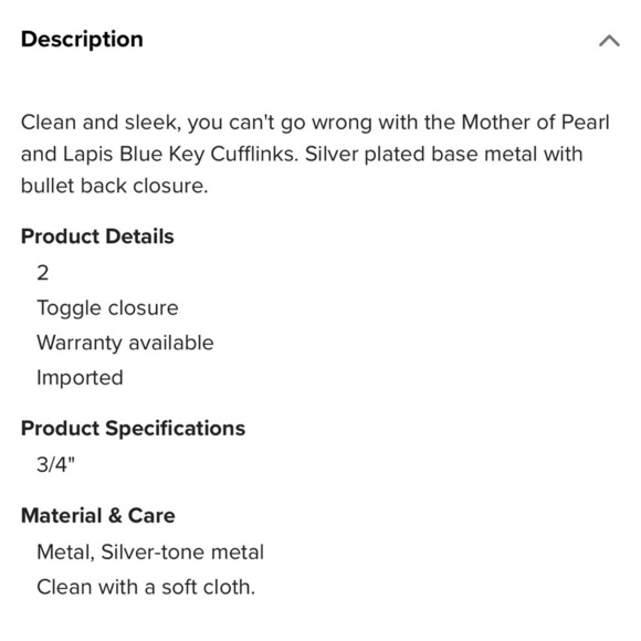 Ox & Bull Mother of Pearl and Lapis Blue Key Cufflinks New In Box‎ Never Worn - Picture 4 of 7